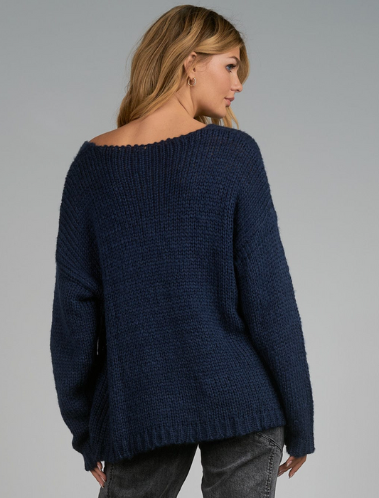 "LOVE" V-Neck Knit Sweater
