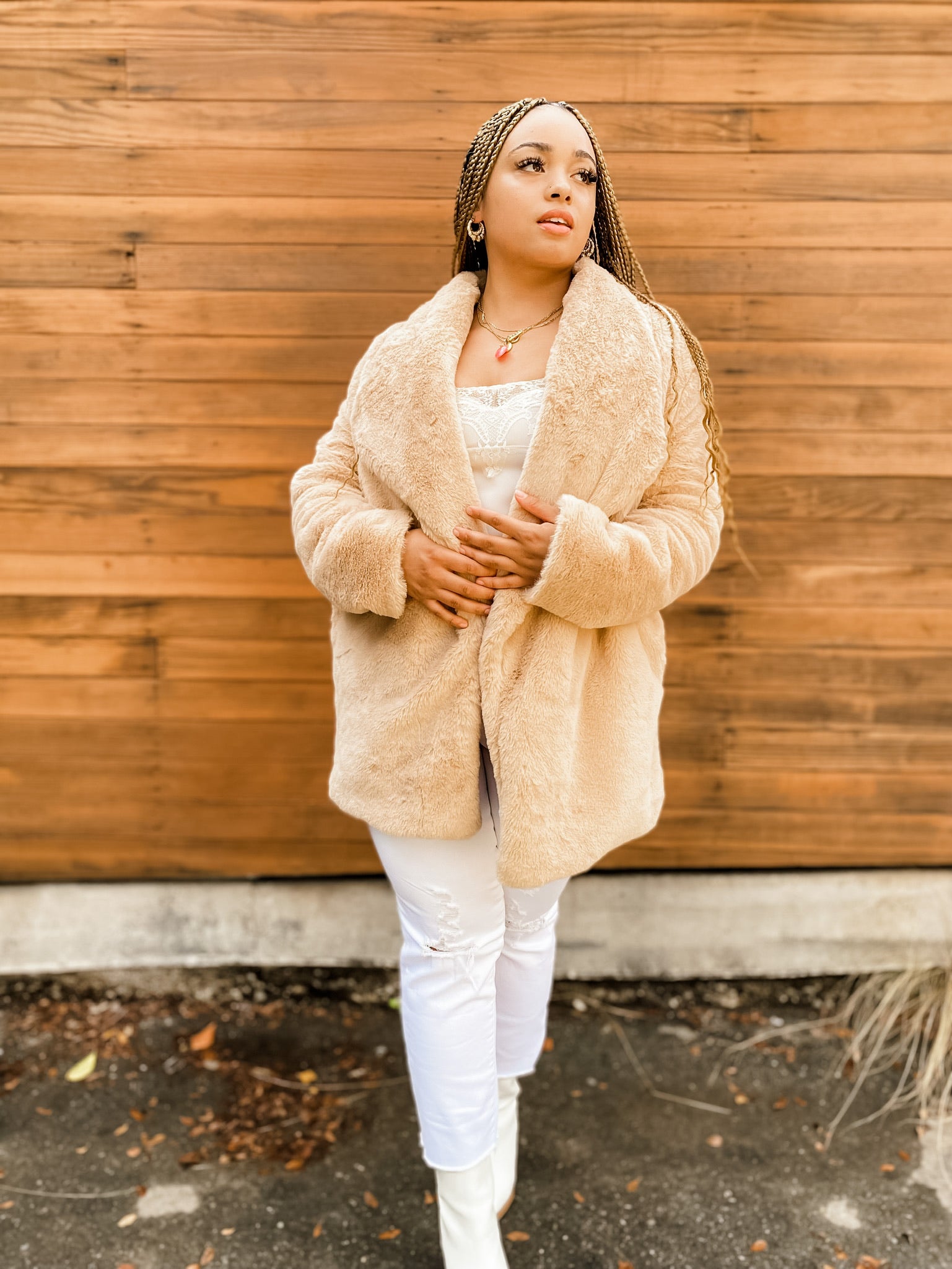 Faux Fur Almond Coat