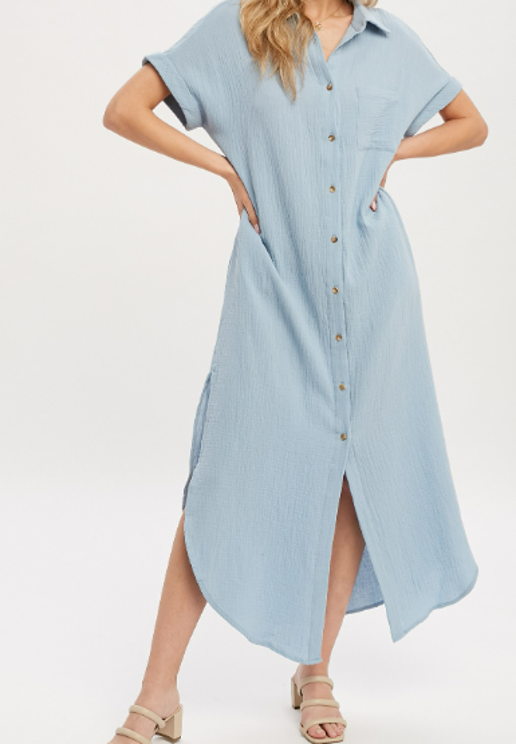 Button Up Maxi Shirt Dress